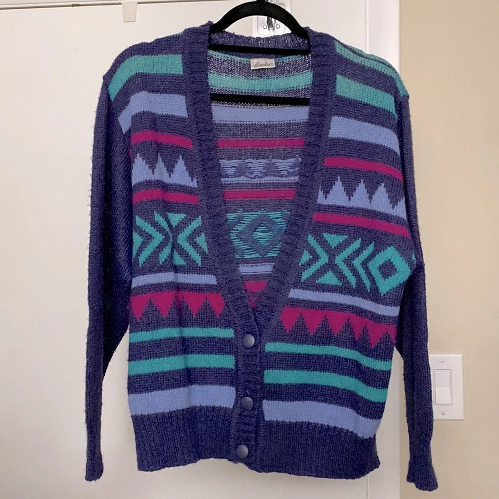 Vintage Basler Geometric Cardigan Sweater Size 40